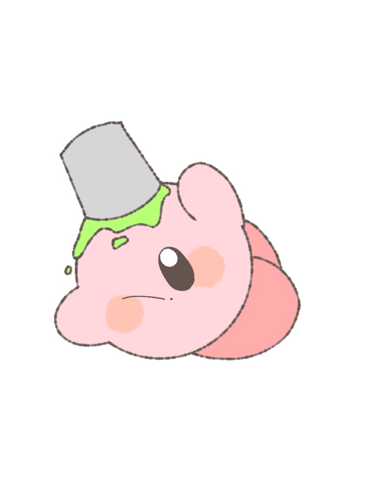 kirby object on head no humans simple background white background solo black eyes blush stickers  illustration images