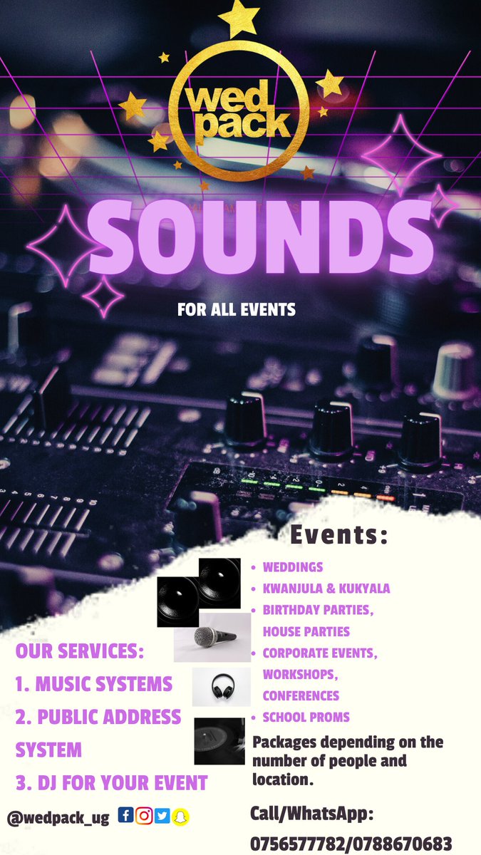 Wedpackug's tweet image. Wedpack sounds is here!! 
Get the party started. Book sound systems and a public address system for all your events including; Weddings, Intro,Kukyala, corporate events, Parties etc

Book today. Call/whatsapp:0756577782