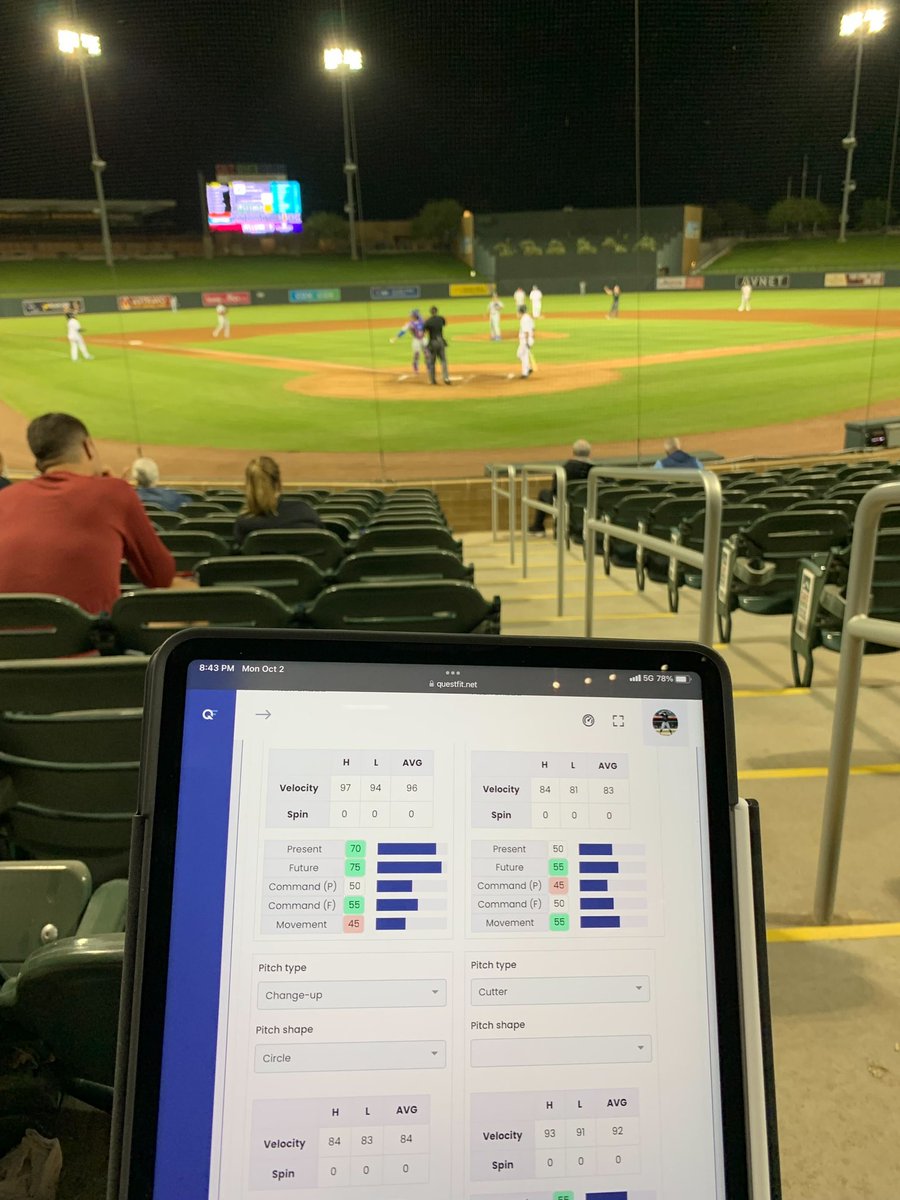 Sneak peak at the new QuestFit scouting interface that’s being used <a href="/MLBazFallLeague/">MLB's Arizona Fall League</a>. The scout tools will be offered to scouts at both the professional and college levels coming soon.