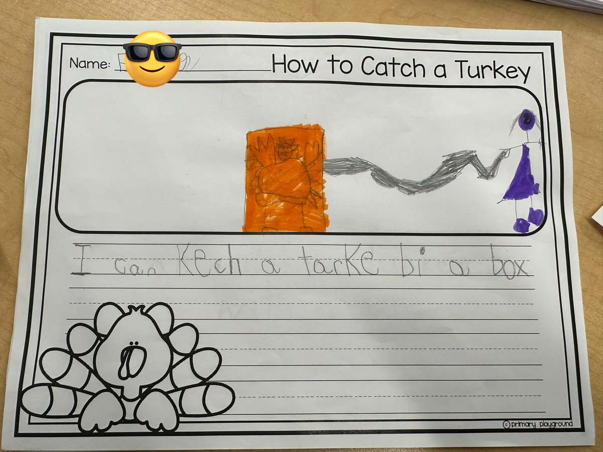 Beginning writing in grade 1 on “How to Catch a Turkey” 🦃🦃