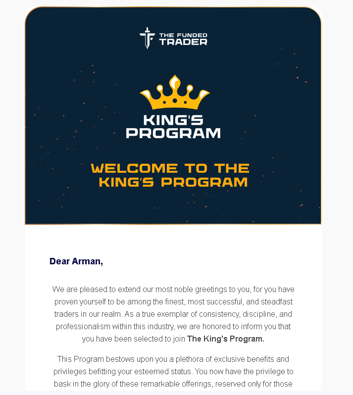 Armanfxs's tweet photo. King's Program unlocked with @thefundedtrader ⚔

381 Days later...
106 Trades later...
0.75R Avg. Throughout...

Most of you can't wait an extra 2 minutes for your Starbucks drink LOL

Meanwhile we wait over a year for things like these, we are not the same 👽

It is called the KINGS PROGRAM for a reason, no one ever became King overnight 👑