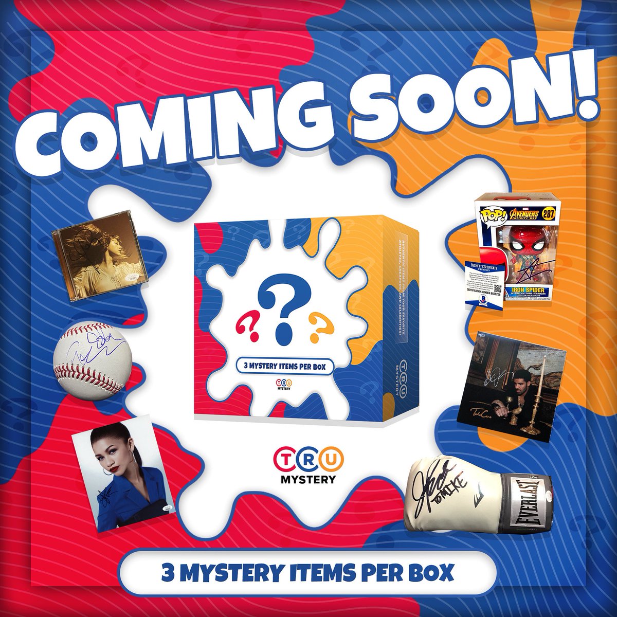 TruMystery is almost here - 3 mystery items per box with a checklist full of your favorite athletes, celebrities, and content creators 🔥 Stay tuned for more info! Who’s signature do you want to pull? 👀 #TruCreator