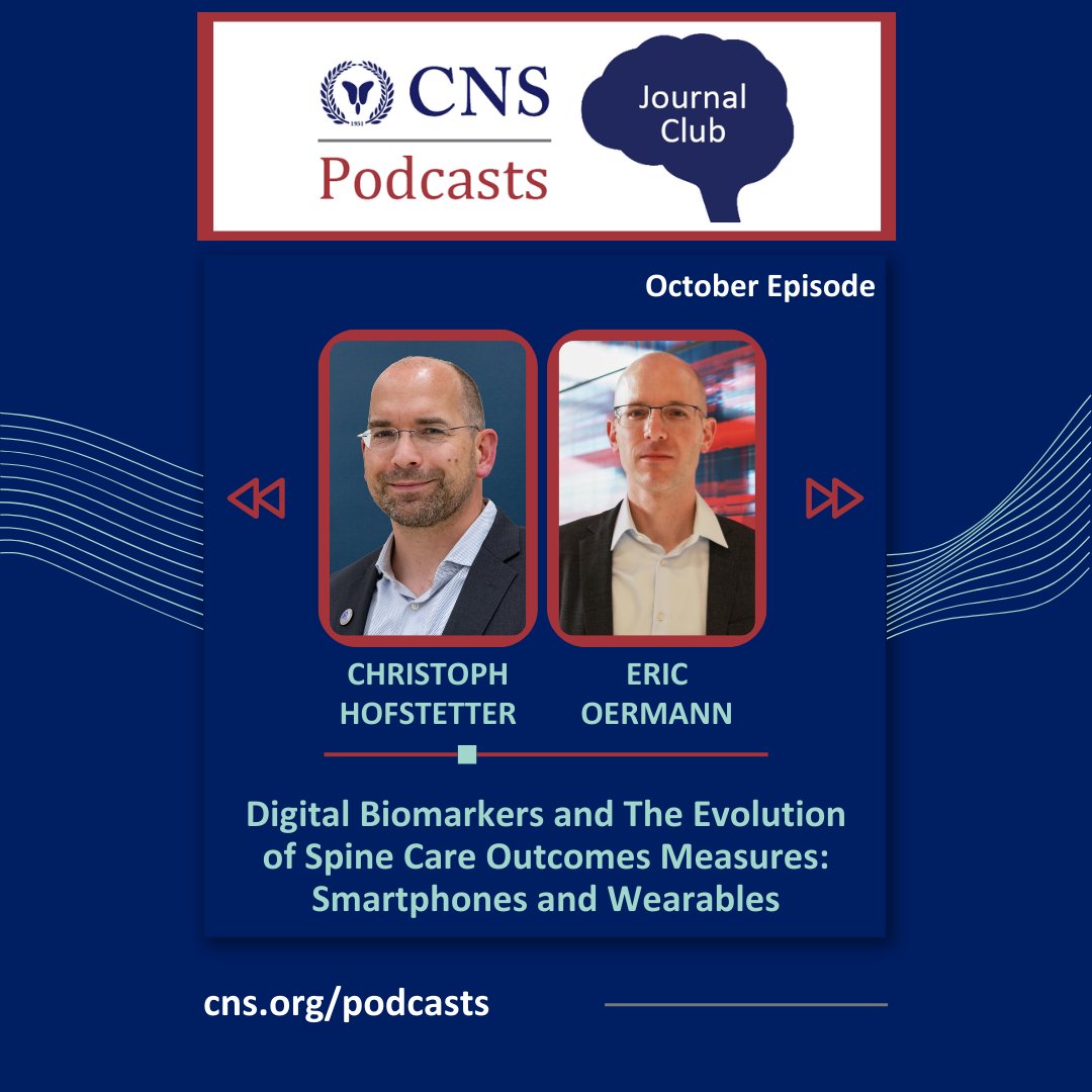 CNS (@cns_update) on Twitter photo Have you listened to the October episode of the Journal Club Podcast? Tune in to hear <a href="/ekoermann/">Eric Karl Oermann</a> and <a href="/Hofstetter_MD/">Christoph Hofstetter</a> discuss digital biomarkers and the evolution of spine care outcomes today: bit.ly/3taL2hR
#CNSPodcast #JournalClub
@Bsaway Have you listened to the October episode of the Journal Club Podcast? Tune in to hear <a href="/ekoermann/">Eric Karl Oermann</a> and <a href="/Hofstetter_MD/">Christoph Hofstetter</a> discuss digital biomarkers and the evolution of spine care outcomes today: bit.ly/3taL2hR
#CNSPodcast #JournalClub
@Bsaway