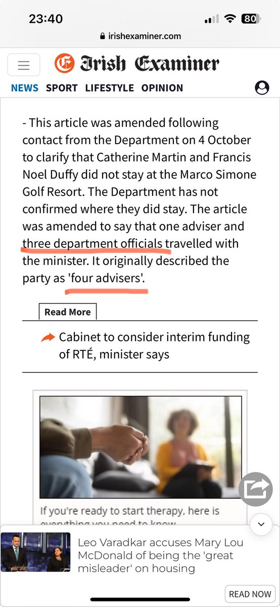 Olga Barry (@olgabarry) on Twitter photo This is really very poor click bait from <a href="/irishexaminer/">Irish Examiner</a> - the article itself has a correction- it was three staff and one advisor. I’m for competent/careful use of public money,but the idea that a Govt Minister should not have staff at a key international event is just nonsense. This is really very poor click bait from <a href="/irishexaminer/">Irish Examiner</a> - the article itself has a correction- it was three staff and one advisor. I’m for competent/careful use of public money,but the idea that a Govt Minister should not have staff at a key international event is just nonsense.