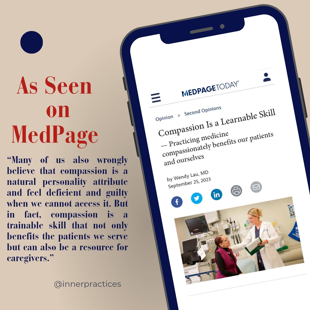 wendylaumd's tweet image. Did you have a chance to read my OpEd about compassion on Medpage? Here’s a snippet that you might find useful. I talk about compassion throughout my book because it’s an important part of our mental wellbeing. #physicianresources #compassioninmedicine
