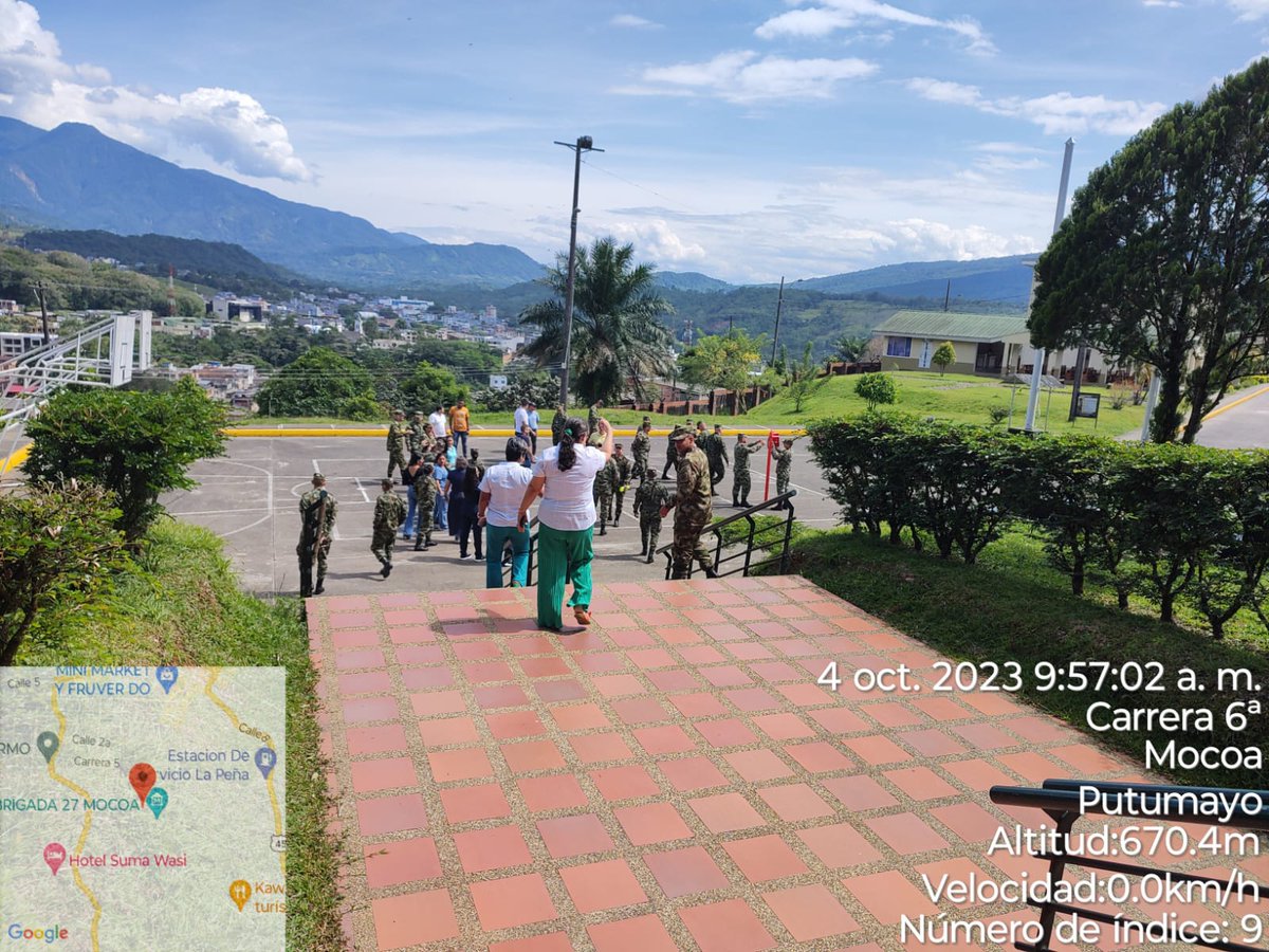 Ejercito_Div6's tweet photo. Así fue el simulacro ante una emergencia sísmica, adelantado por personal de la Vigésima Séptima Brigada de Selva en el departamento del #Putumayo, donde se actuó conforme a los protocolos establecidos para la #PreservaciónInteligente de nuestras tropas. https://t.co/BmR7APirXq