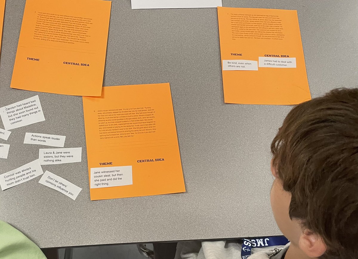 Streinsclass's tweet image. Data showed that Sts struggle with identifying and comparing theme, so todays partner activity had them Id theme and central idea of short stories #differentiation #datadriven #reteach