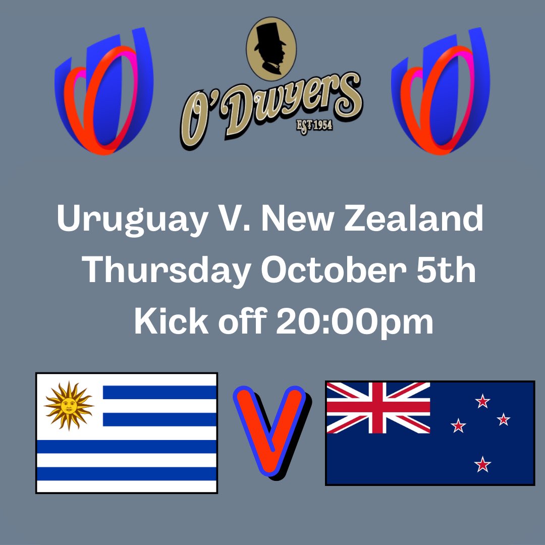 🏉 Rugby World Cup at O’Dwyers! 🏉 Watch the matches live at O’Dwyers! 🏉 Uruguay 🇺🇾 V. New Zealand 🇳🇿 - 8pm. Don’t miss the action! 🏉 Catch all Rugby World Cup fixtures live at O’Dwyers Kilmacud! 😃 #rwc #rugbyworldcup2023 #rugbyworldcup #restaurant #gastropub
