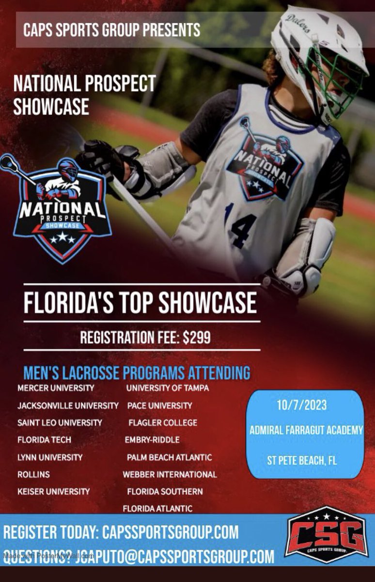tampalaxreport's tweet photo. National Prospect
Showcase see
Info below
@FloridaLX 
@TampaLacrosse https://t.co/you3Miw54Q