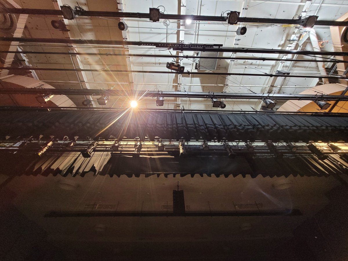 Difficult to see, but the first of our six new lighting bars is up. NHS Induction is slated for Thursday 10/12: barring any setbacks, celebrate our newest inductees and see phase one of our renovations.