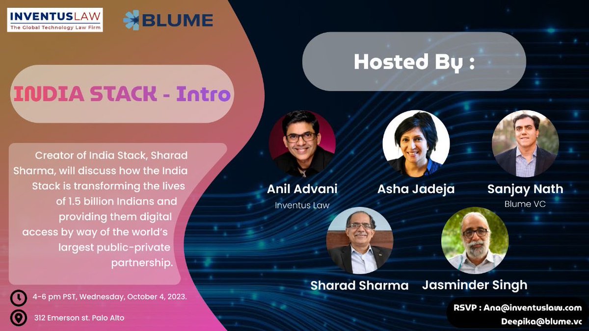 ashajadeja's tweet photo. Thank you to #AnilAdvani & #SanjayNath of #BlumeVentures for hosting a nice gathering for SharadSharma of #iSpirit. These mtgs kick off so many startup vectors. Esp around leveraging the #IndiaStack and it’s off shoots globally. https://t.co/ptpU3uhoTz