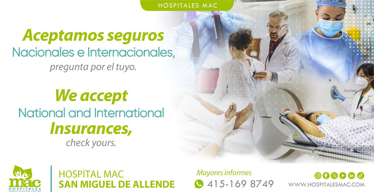 hospitalesmac's tweet photo. #SanMiguelDeAllende | En #HospitalesMAC trabajamos con todas las empresas de #seguros nacionales e #internacionales. Pregunta en tu #HospitalMAC mas cercano por el tuyo. 

We accept national and international #insurances, check yours! https://t.co/XkcBRwKTlo
