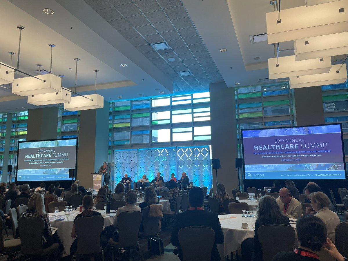 Closing panel at #HCS2023 after an energizing 2 days discussing how we can better collaborate, support innovation and leverage existing infrastructures/resources to improve health and healthcare. Grateful to @GenomeBC for sponsoring my registration!