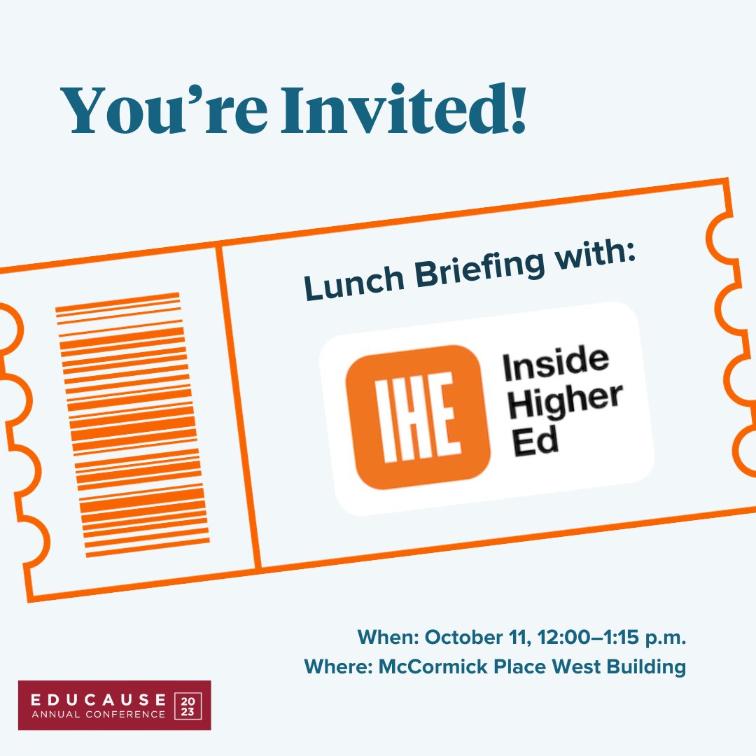 Instructure's tweet photo. Are you attending #EDU23? Join us for a private briefing with @insidehighered as they reveal the key findings from their newly available 2023 Survey of Campus Chief Technology/Information Officers. Register here: https://t.co/LOpH1PWxb0 https://t.co/81AgkHVLxN