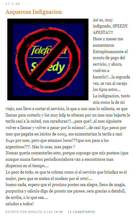 2006_Argentina's tweet photo. Un usuario de Speedy indignado
https://t.co/3kGqCwugW2 https://t.co/4xuKvyjXri