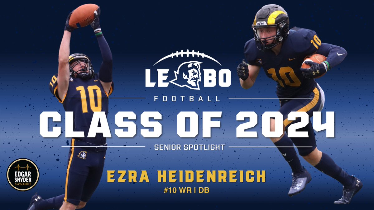 LEBO FOOTBALL (@mtlebofootball) on Twitter photo SENIOR SPOTLIGHT: Captain, Ezra Heidenreich (WR/DB). So far, he has 8 receptions for 146yds (18.25yds/catch) and 2 TDs. <a href="/EzraHeidenreich/">Ezra Heidenreich</a> also runs track and plans to study business or computer science in college. He loves football bc 11 guys playing for each other will always SENIOR SPOTLIGHT: Captain, Ezra Heidenreich (WR/DB). So far, he has 8 receptions for 146yds (18.25yds/catch) and 2 TDs. <a href="/EzraHeidenreich/">Ezra Heidenreich</a> also runs track and plans to study business or computer science in college. He loves football bc 11 guys playing for each other will always