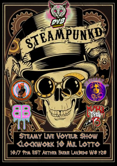 MyKingDumBB's tweet photo. This weekend at #DV8OpenL8 we're getting STEAMPUNK'D! QueenDumBB will be holding it down with @DJTryllian & Lunabrea - Special Guest DJ @Murder_Tramp13 Come get your gears oiled! https://t.co/kzOMIS6ejA