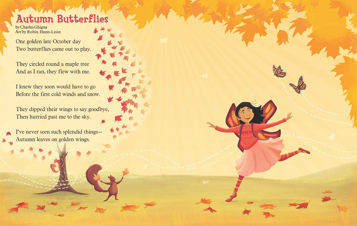 robinhann's tweet photo. New piece illustrating the lovely word of Charles Ghigna out in the October issue of Ladybug Magazine! https://t.co/ThQRFjFKSC