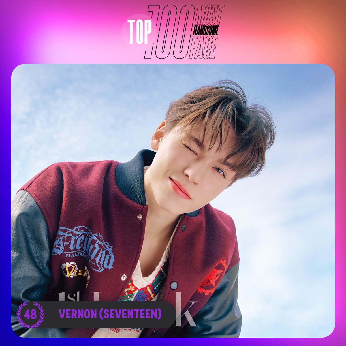 TOP100KPOP's tweet photo. TOP 100 – Most Handsome Faces Of K-POP in 2023

#48 VERNON (#SEVENTEEN)

Congratulations! 🎉 https://t.co/Yh8fxOzVOz