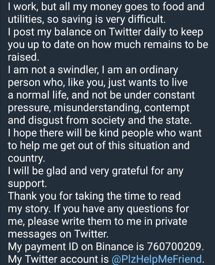 PlzHelpMeFriend's tweet photo. 10.04.2023 left to collect $9960
Wallet for donations: USDT (TRC20) : TQxUUCQP726g9rTC6fvZQNHKQnsJFVPQ2Y
#fundraising #gofundme #indiegogo #kickstater #Donations #mybalance https://t.co/m64Qtx7yOD