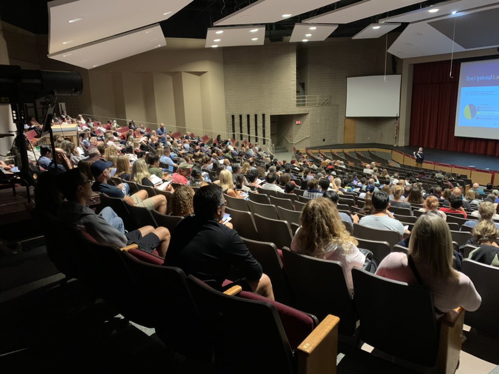 Welcoming a great crowd of <a href="/Naperville203/">Naperville 203</a> families to a fantastic presentation on Navigating the Future of College Admission Testing with <a href="/CompassEduGroup/">Compass Education Group</a>! Lots of great information as we continue to see college admissions testing continually changing. #RedhawkPride #elevate203