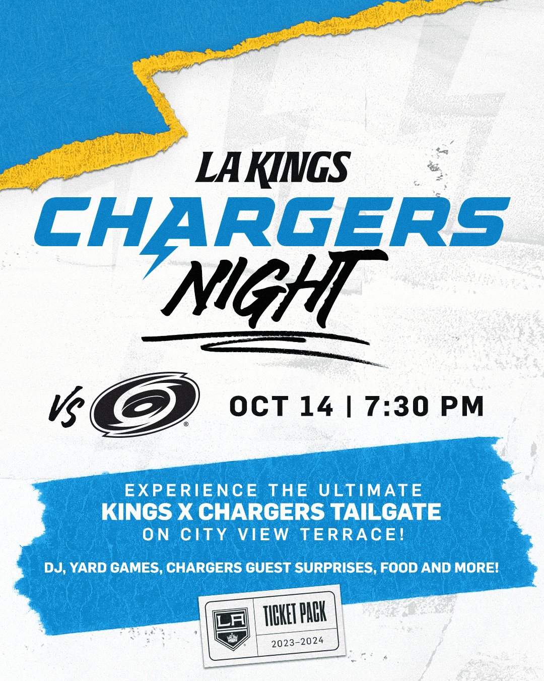 LA Kings on X: Bolt up, Kings fans ⚡️ Chargers Night Ticket Pack 📲    / X