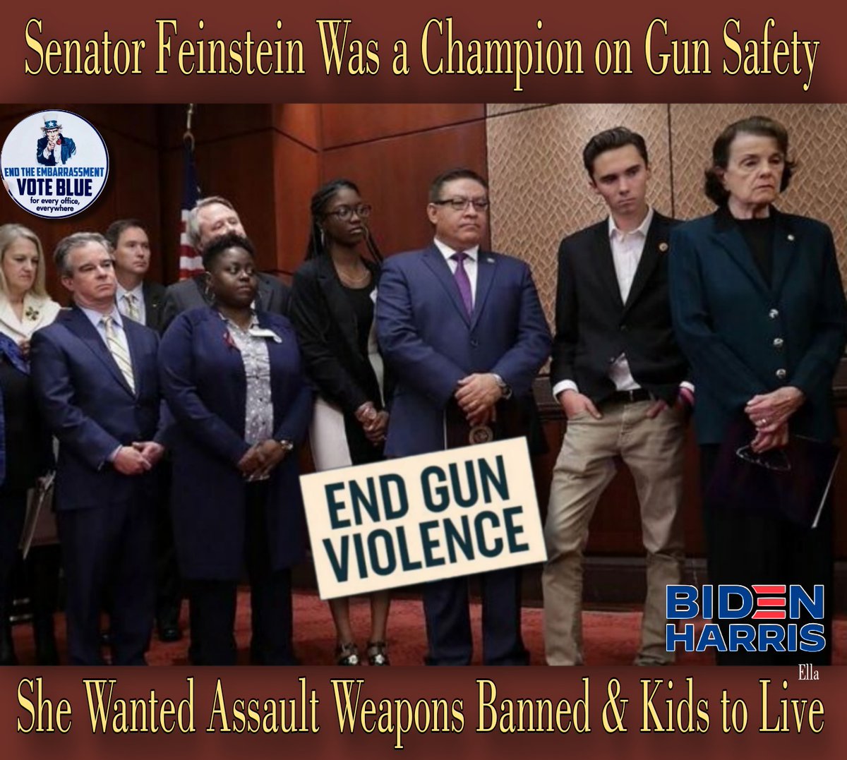 @tweetMalena #Senator #DianneFeinstein was a true champion against the proliferation of #guns by the #FascistGOP! She wrote & promoted the 1st #AssaultWeaponsBan & tried so hard to get it passed again after the #SandyHookMassacre. A strong #woman she will be missed #VoteBlue2024 #WomensRights