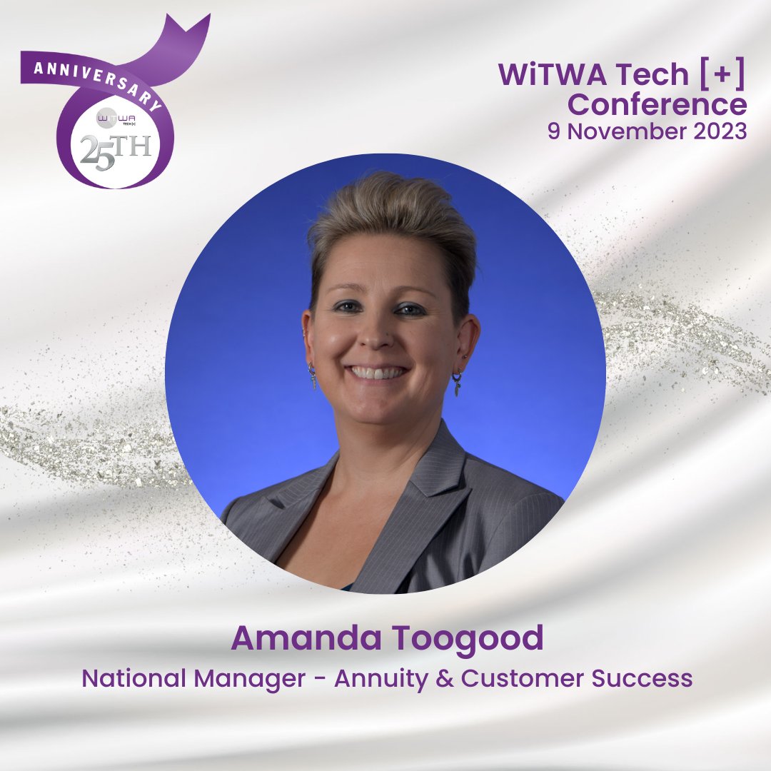 WITWA's tweet photo. 🗣️ WiTWA Tech [+] Conference Panelist Announcement: Amanda Toogood 💜

We are proud to have Amanda Toogood come and celebrate our 25th Anniversary by being part of our panel discussion at the WiTWA Tech [+] Conference! 

 #techplus23 #witwa #seeherbeher #data3 https://t.co/BLaGimKUDD