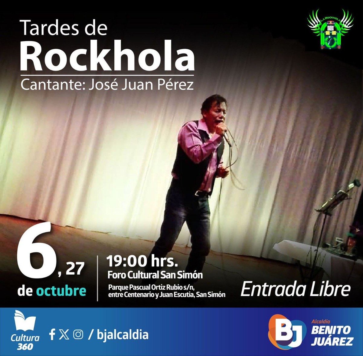 Juan José, cantante de éxitos de las décadas 60, 70, 80 y 90, interpreta tus canciones favoritas en un emocionante karaoke en vivo. ¡Entrada libre! #CulturaBJ 📍 Foro Cultural San Simón 📅 Viernes 6 y 27 de octubre 🎟 Entrada libre