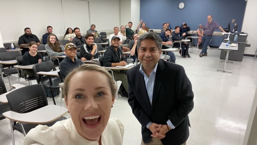 JoseSolorio's tweet photo. Fun and educational time speaking to Titan college students about the legislature, policy, politics - and of course, water. Thank you @alisonvejar and Owen Holmes for allowing me to join you. https://t.co/So3hdSrNEp