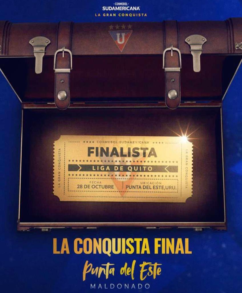 Christian270692's tweet photo. EL REY FINALISTA 

Volvió @LDU_Oficial y buscará consagrarse Campeón por quinta vez a nivel internacional. 

Con garra, corazón, fútbol y sudando hasta el último segundo la camiseta el cuadro universitario estará en Punta del Este el 28 de octubre para enfrentarse a Fortaleza. https://t.co/FzUJi2bzGu