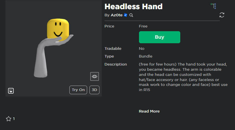 Headless Hand - Roblox