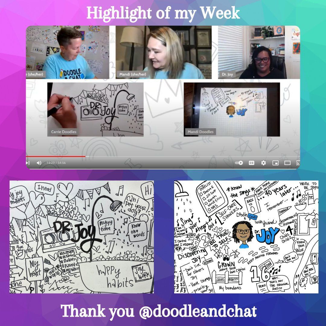 📝 Did you miss the Doodle and Chat with @carrie_baughcum @MandiTolenEDU and special guest @JoyWorkedu? Check it out here: youtube.com/watch?v=Q_lr6f… #SelfCareShowers #DoodleAndChat #gems #JoyWork 🎵