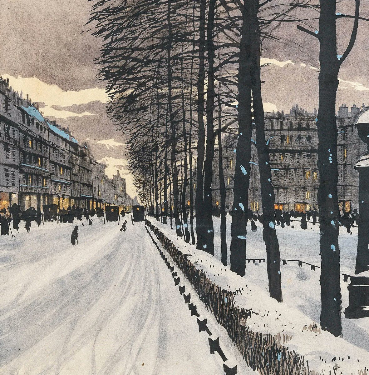 Good morning - I hope you slept like a knotweed seed-stuffed snow bunting - I'm starting with ‘A Paris Boulevard in the Snow’ Odo Dobrowolski, oil on canvas, 1910. Part of our Christmas new card collection. 5% of all sales go to <a href="/Shelter/">Shelter</a>.
rathergoodart.co.uk/product/christ…