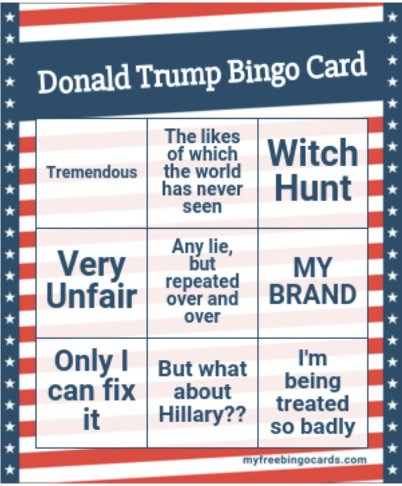 I made a Bingo card.