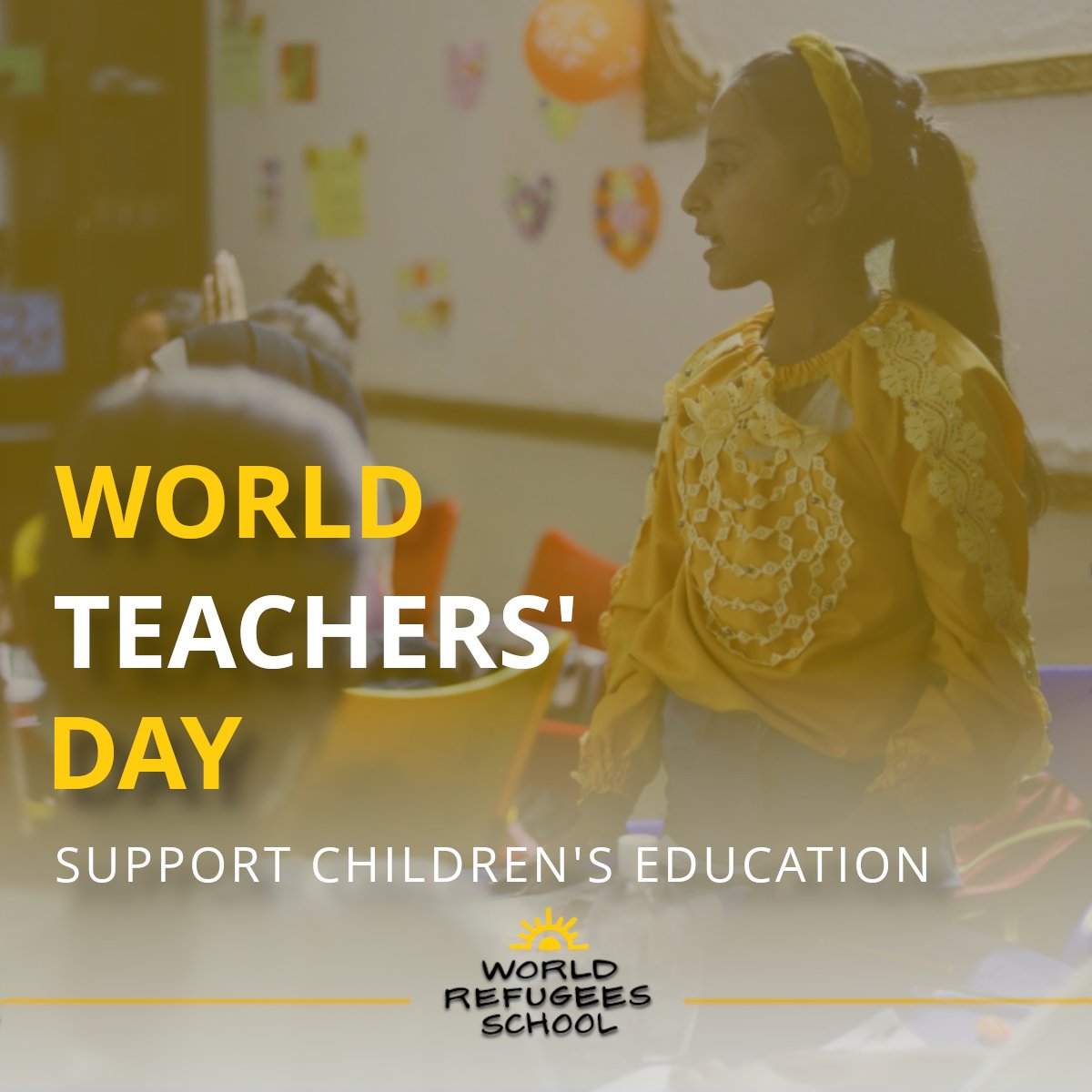 WRSGlobal's tweet photo. Happy #WorldTeachersDay! At #WRSglobal, we're dedicated to supporting teachers and providing education for refugee children. Join us in shaping a brighter future. https://t.co/n2aaetTkVT #educationforall  #RefugeesEducation #DonateForChange https://t.co/RbQwosgN50