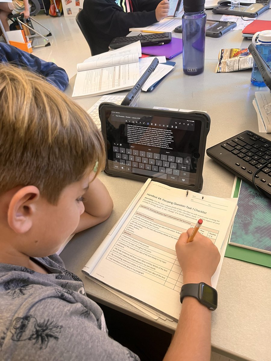 5th graders were  working hard to self edit their first Focusing Question Task!