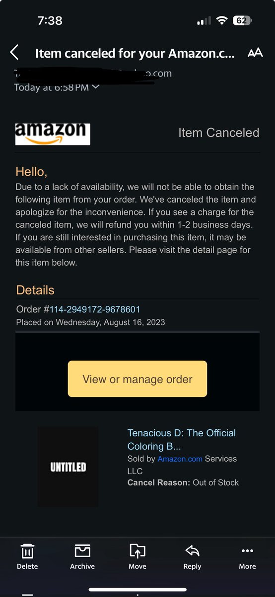 INSAN3xNAT3's tweet photo. @jackblack @tenaciousd I was really looking forward to the coloring book with an autographed photo, I ordered it the day it was announced and I got this email 30 minutes ago and it has completely ruined my day😔 https://t.co/JJKYG4w3l1