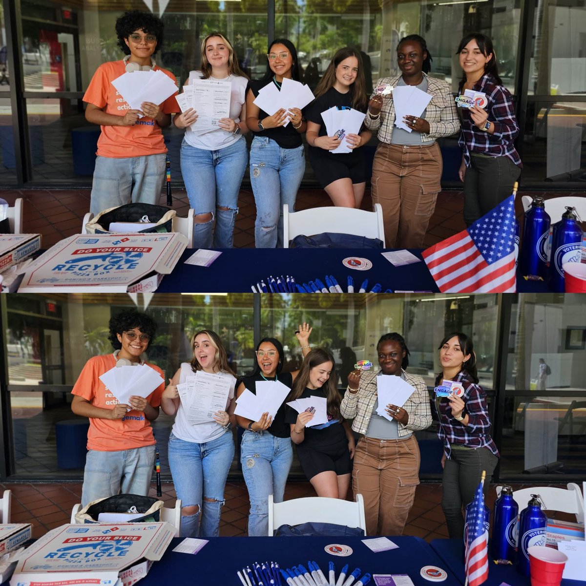 ‘Twas a GREAT day celebrating @natlvoteredweek at @MDCollege Wolfson Campus (my alma mater) with @EngageMIA, @PizzaToThePolls, and @VoteRiders. These brilliant go-getters helped write 125 letters to voters with municipal elections scheduled in @MiamiDadeCounty. ❤️🤍💙 #GOTV