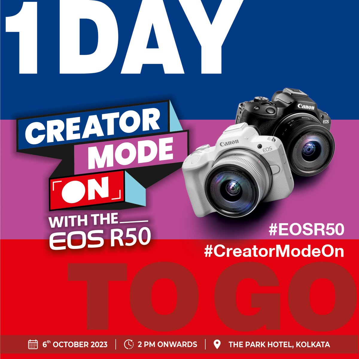 Canon_India's tweet photo. Last Call!
Register for the most awaited vlogging workshop now: https://t.co/jQxqruiwka

Please note : Prior registration is mandatory to get an entry at the event.
See you tomorrow!
#CreatorModeOn #EOSR50 #CANwithCanon #ShootShareTrend #CanonIndia https://t.co/IhPMmAfE3K