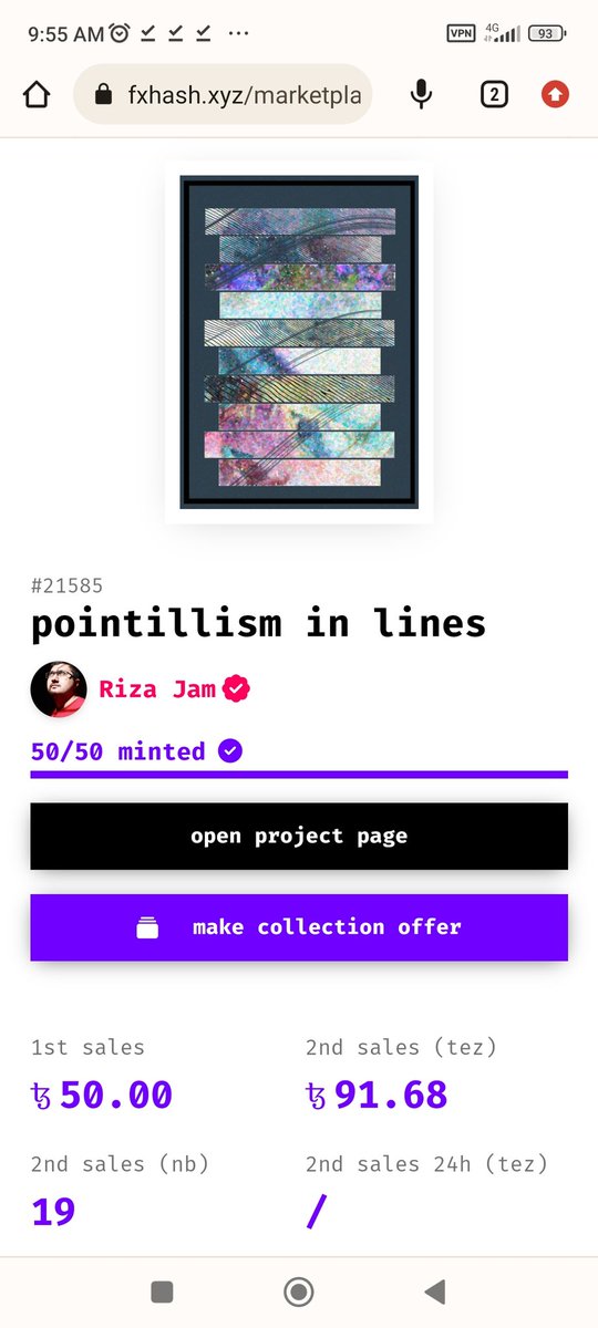 riza_jam's tweet photo. GM friends ☕👋
🔻Pointllism in lines
🔸My first collection on fxhash and have 90 #tezos sale in secondary market
Link ➡️ https://t.co/iM894xzPK9
#fxhash #generativeart #imagecomposition https://t.co/S6T7IWOrpx