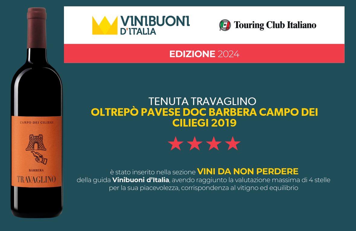 Siamo felici di informarvi che il Vincenzo Comi Riserva del Fondatore docg 2016 ha ottenuto il massimo riconoscimento della #corona con <a href="/vinibuoni_it/">ViniBuoni d'Italia</a> e il Campo dei Ciliegi 2019 è stato selezionato come “vino da non perdere” con il massimo delle stelle.
#travaglino