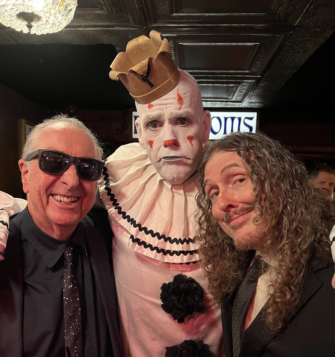 Oh hello. Three dudes doin’ what three dudes do. <a href="/EricIdle/">Eric Idle</a> <a href="/alyankovic/">Al Yankovic</a> <a href="/MagicCastle_AMA/">The Magic Castle</a>