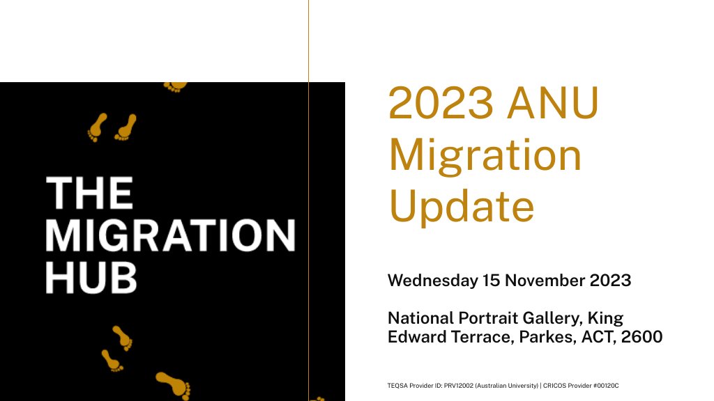 📢 Save the date! Join us for the 2023 Migration Hub Update Conference on 15 November 2023 at the National Portrait Gallery. 🌍 Explore the latest insights and trends in migration. Secure your spot today! Register here: …3ANUMigrationUpdate.eventbrite.com.au #MigrationUpdate2023 #Conference