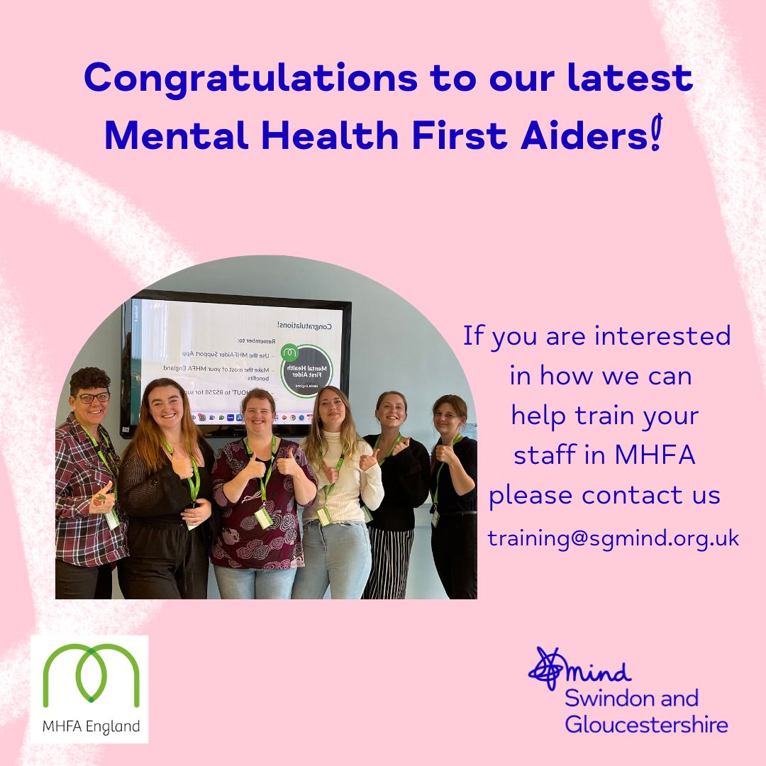 Congratulations to our latest MHFAiders. They completed their training with Paula, one of the trainers here at S&G Mind.
If you would like to find out how we can help train your staff please contact us at training@sgmind.org.uk

#mentalhealthfirstaid #mhfa #mentalhealthtraining