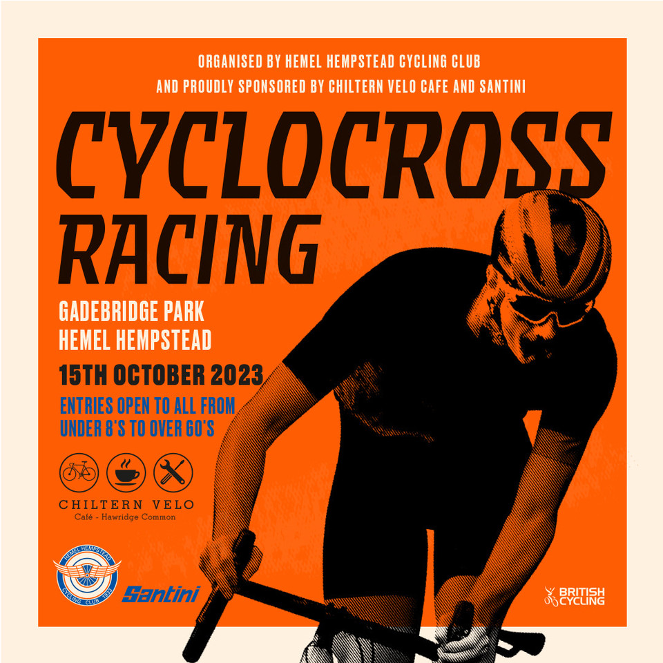 Just 1 week left to sign-up for the Hemel edition of @centralcxl, October 15th! The excitement is building and we can't wait to see you there.

A huge thank you to our sponsors @chilternvelo and @santini_cycling.

Find all the details here: hemelcycling.org.uk/pages/cyclocro…