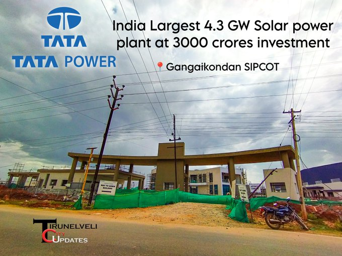 update_tn's tweet photo. India's largest Tata Solar’s 4.3GW Photovoltaic Cell Manufacturing Unit at Gangaikondan SIPCOT is coming up at a rapid speed🤩

#Tirunelvelicityupdates #Tirunelveli #Nellai #MakeInTN #Tata #Renewable #Tamilnadu 
info : @OfTirunelveli https://t.co/WbU6qYibhh