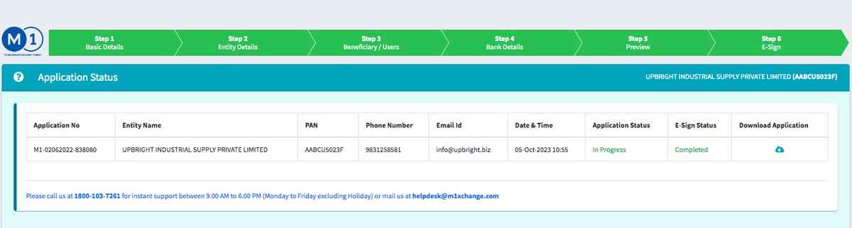 UpbrightInd's tweet photo. @M1xchange - Please check this and help us complete the registration so that we can avail bill discounting facilities. https://t.co/nfiNLhe0qu