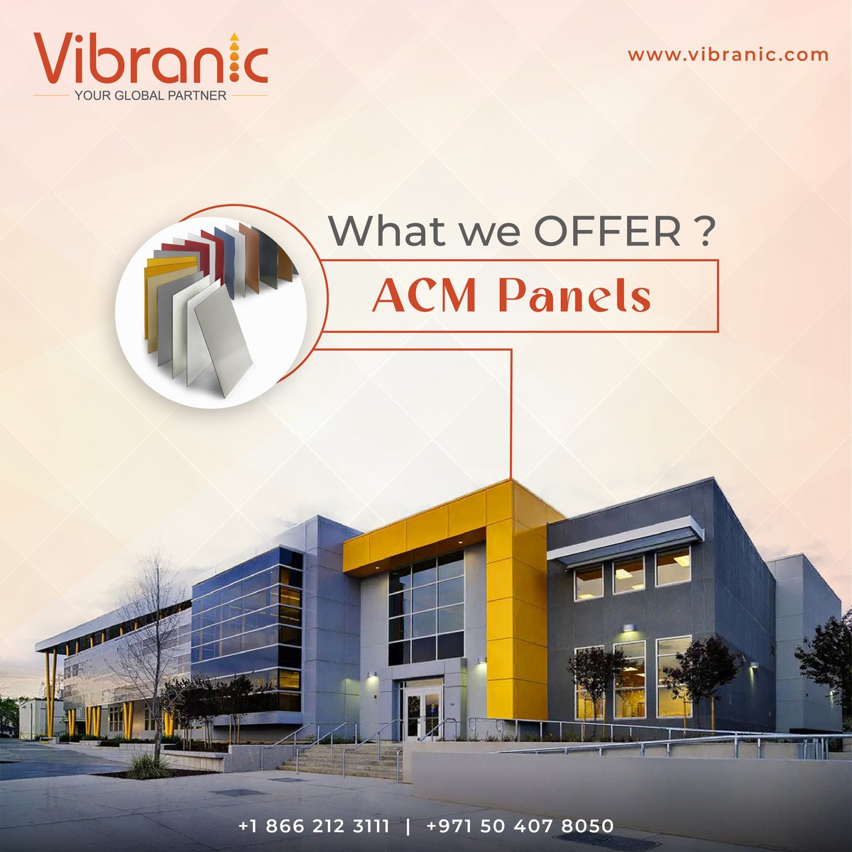 Elevate Your Residential and Commercial Spaces with Vibranic ACM Panels. Transform ordinary into extraordinary with our premium ACM panel range. 

please reach us at mail@vibranic.com or call us at +1 866 212 3111, +971 504078050

#Vibranic #GlobalPartner #ACMPanels #USA