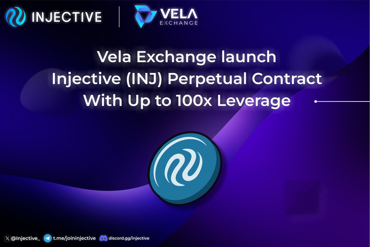 0xzeze's tweet photo. 📢@vela_exchange just list @Injective_ (INJ) at October 03 2023

Now users can trade perpetual contract with up to  100x Leverage ⚡️

🎁And you can earn prizes from the weekly raffle by trading INJ. https://t.co/jP7TLlGBeW